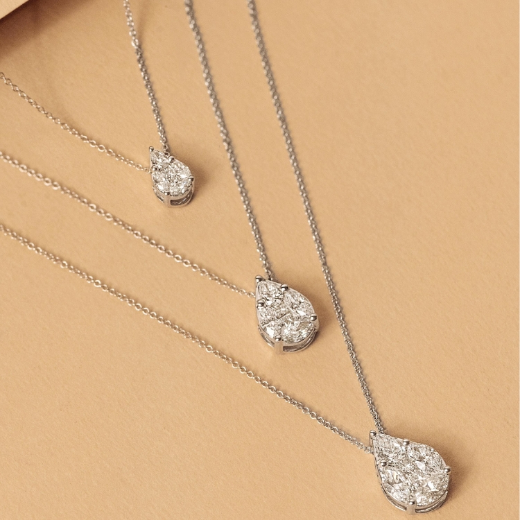 Colares gota em diamantes “invisible”