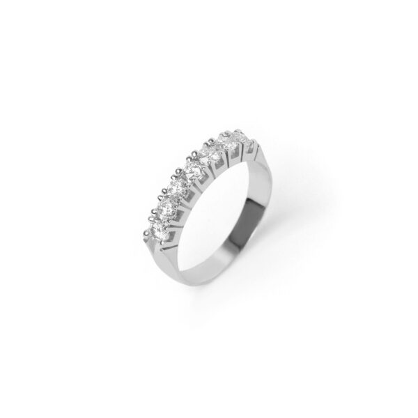 Anel meia aliança de diamantes 10 pt