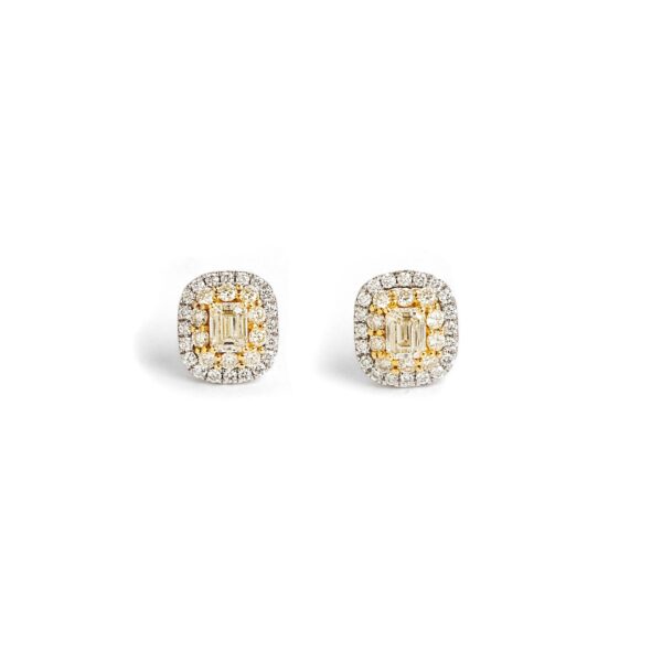 Par de brincos diamante Fancy yellow light centram com diamantes brancos 2,00 ct