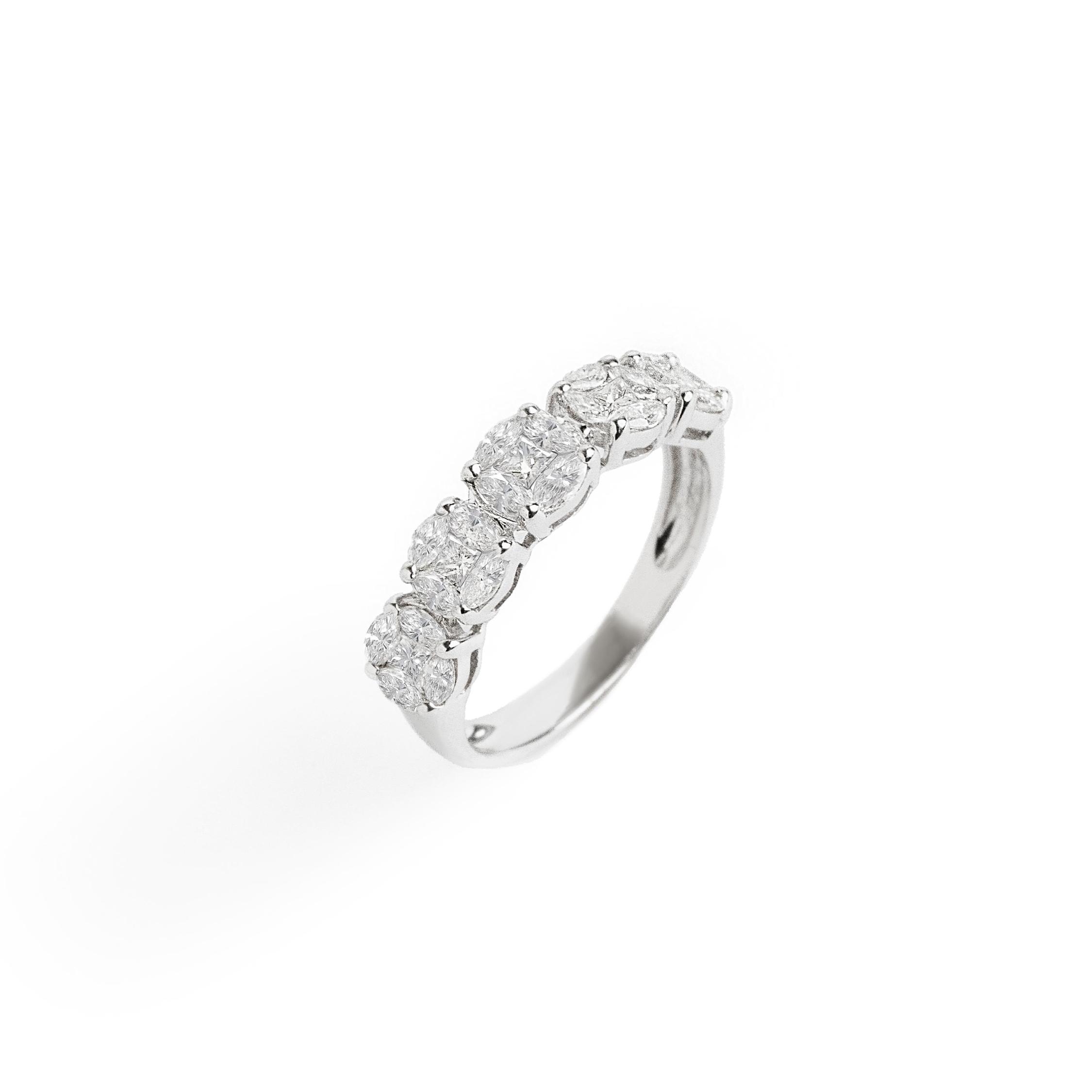 Anel meia aliança de diamantes “invisible setting” 0,96 ct