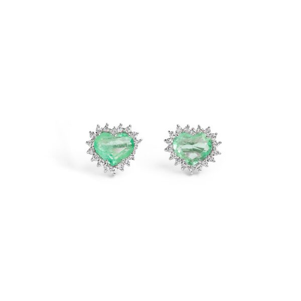 Par de brincos esmeralda colombiana 2,75 ct com diamantes 0,72 ct