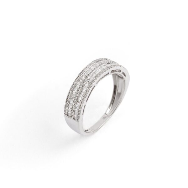 Anel meia aliança diamantes baguetes e brilhantes 0,40 ct