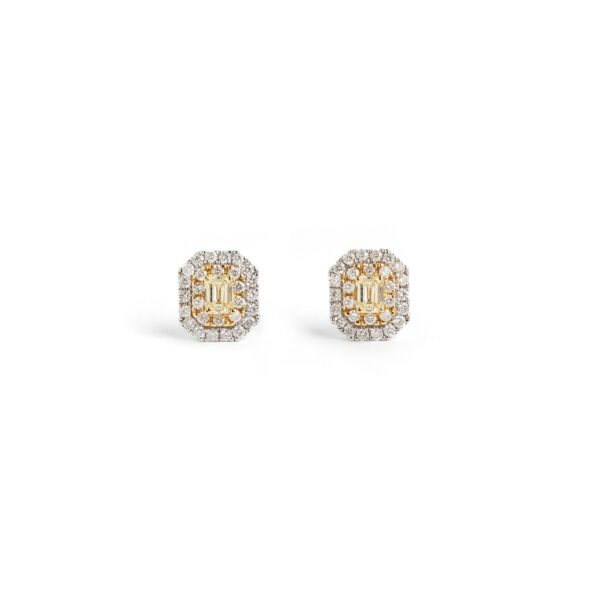 Par de brincos diamante Fancy yellow light centram com diamantes brancos 1,05 ct