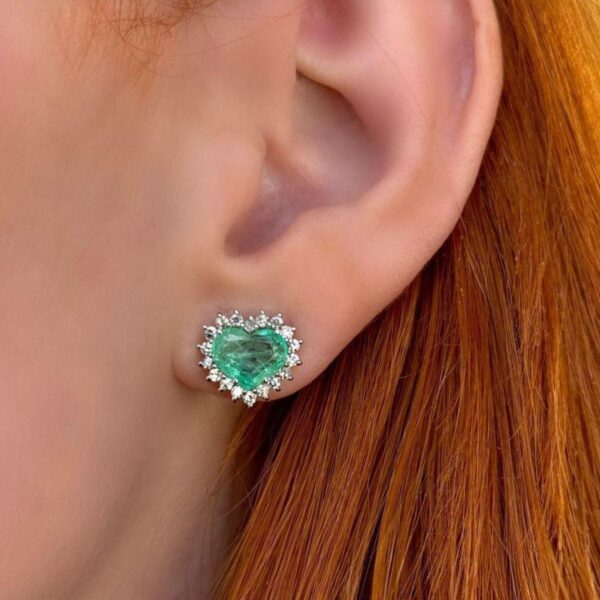 Par de brincos esmeralda colombiana 2,75 ct com diamantes 0,72 ct - Imagem 2